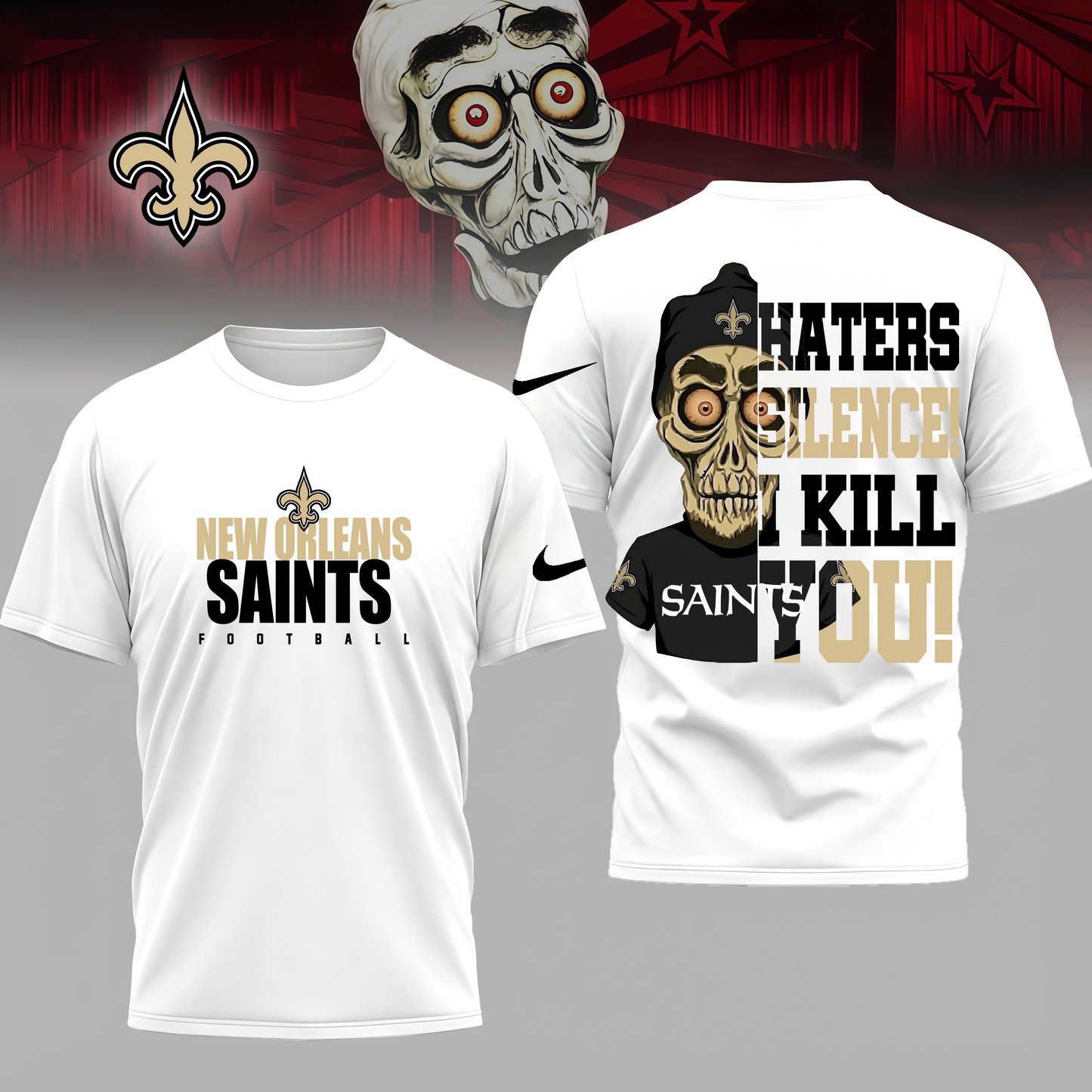 LIMITED EDITION - NEW CUSTOMIZED NFL24 NOS NEW ORLEANS SAINTS HATERS SILENCE I KILL YOU SHIRT