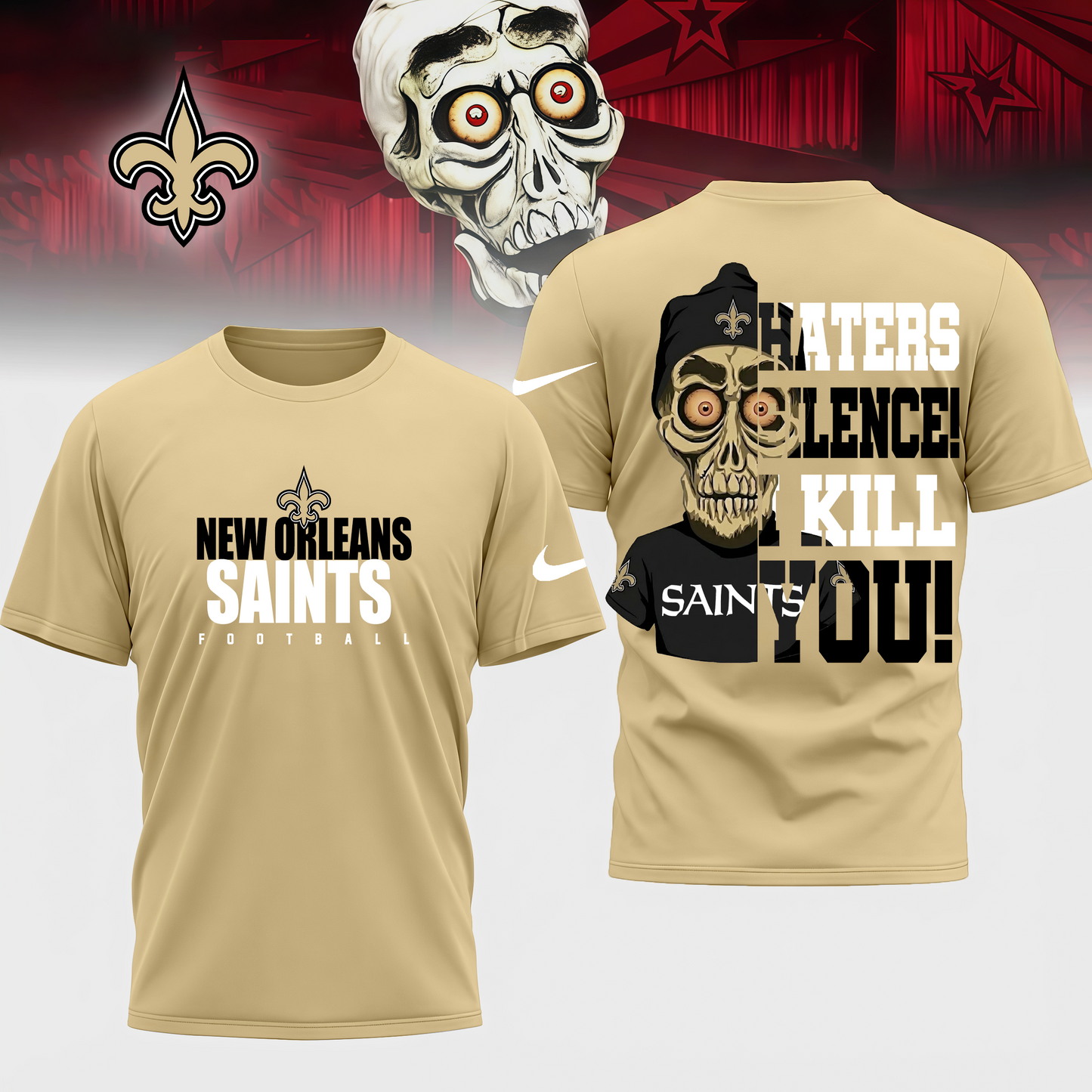 LIMITED EDITION - NEW CUSTOMIZED NFL24 NOS NEW ORLEANS SAINTS HATERS SILENCE I KILL YOU SHIRT