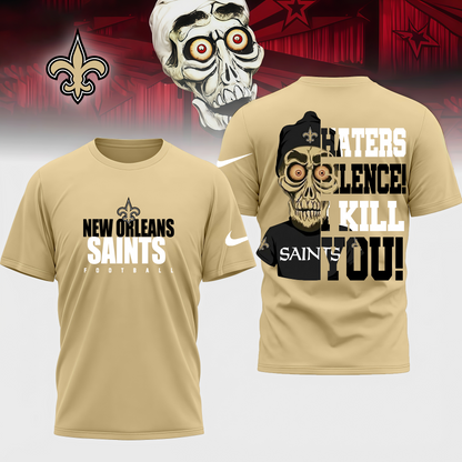 LIMITED EDITION - NEW CUSTOMIZED NFL24 NOS NEW ORLEANS SAINTS HATERS SILENCE I KILL YOU SHIRT
