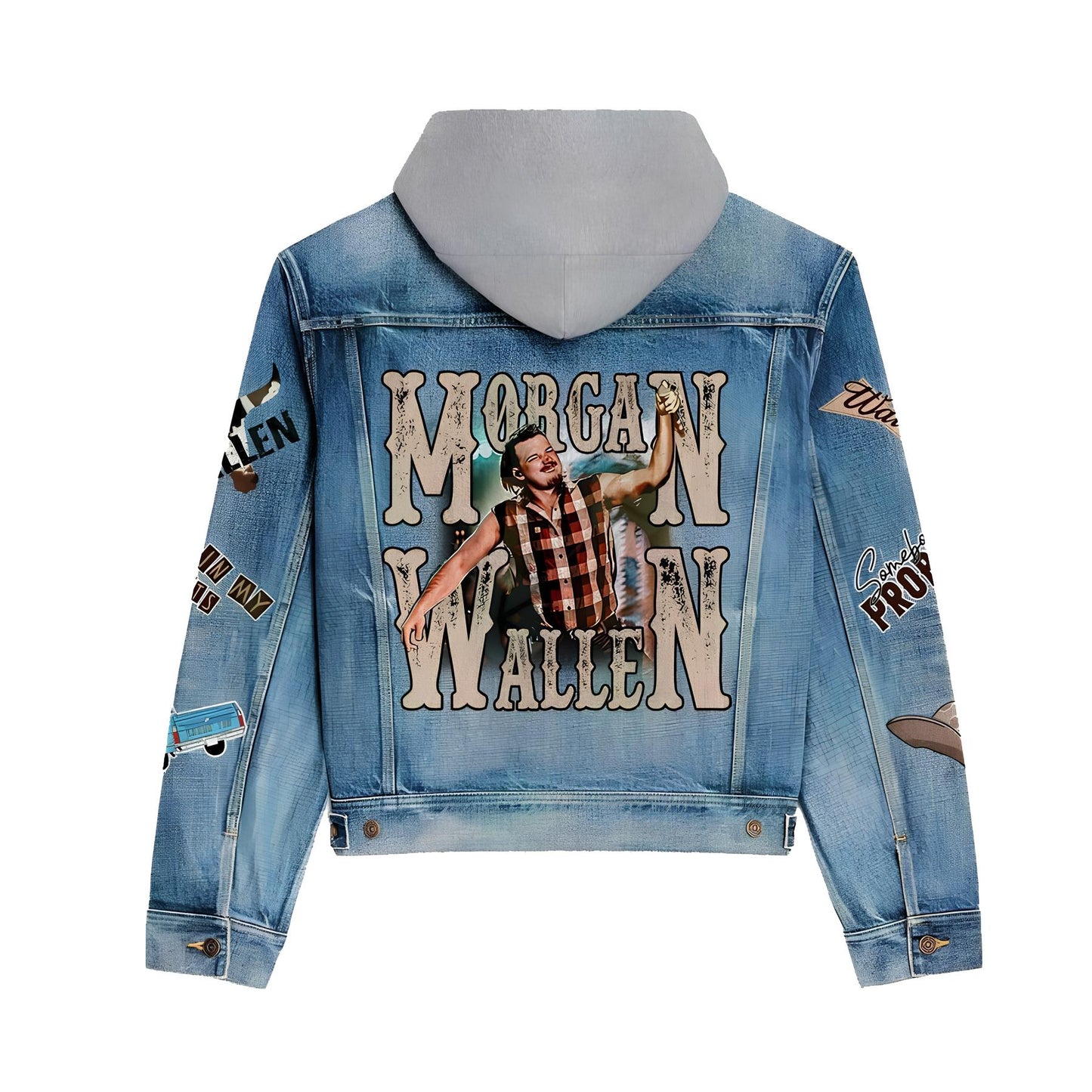 Morgan Wallen Unisex Hooded Denim Jacket