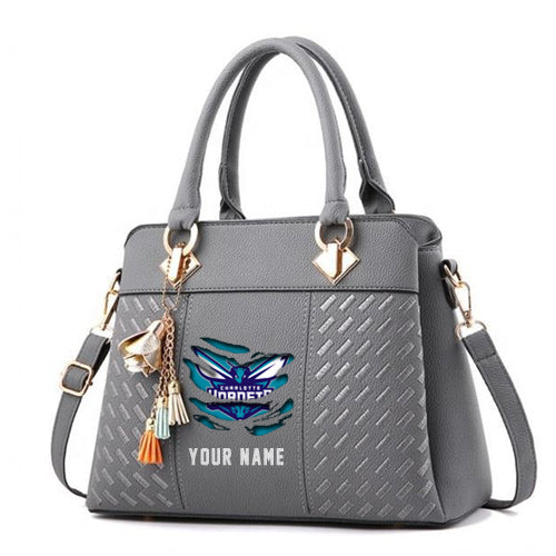 LIMITED EDITION - NEW CUSTOMIZED NBA27 CH CHARLOTTE HORNETS WOMEN'S HANDBAGS MULTICOLOR