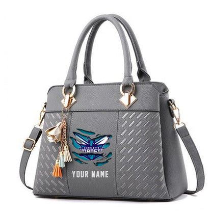 LIMITED EDITION - NEW CUSTOMIZED NBA27 CH CHARLOTTE HORNETS WOMEN'S HANDBAGS MULTICOLOR
