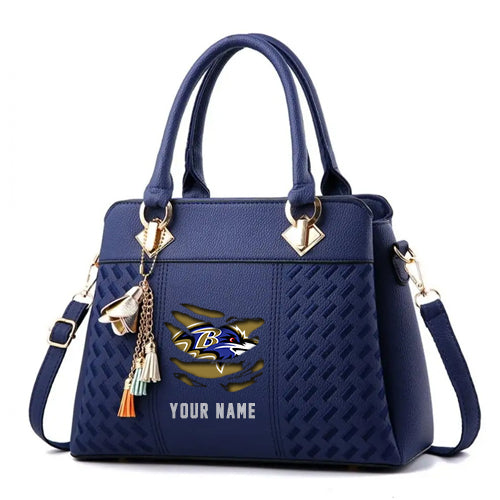 LIMITED EDITION - NEW CUSTOMIZED NFL28 BTR BALTIMORE RAVENS HANDBAG IN MULTIPLE COLORS
