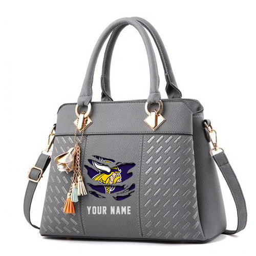 LIMITED EDITION - NEW CUSTOMIZED NFL05 MVK MINNESOTA VIKINGS HANDBAG IN MULTIPLE COLORS