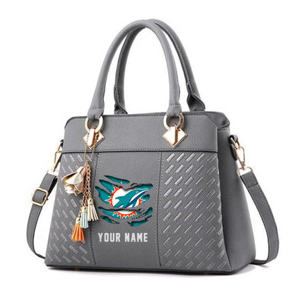 LIMITED EDITION - NEW CUSTOMIZED NFL19 MDP MIAMI DOLPHINS HANDBAG IN MULTIPLE COLORS