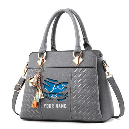 LIMITED EDITION - NEW CUSTOMIZED NFL04 DTL DETROIT LIONS HANDBAG IN MULTIPLE COLORS