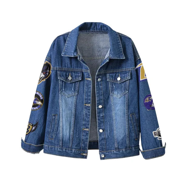 LIMITED EDITION - NEW PREMIUM NFL28 BTR BALTIMORE RAVENS DENIM JACKET