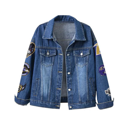 LIMITED EDITION - NEW PREMIUM NFL28 BTR BALTIMORE RAVENS DENIM JACKET