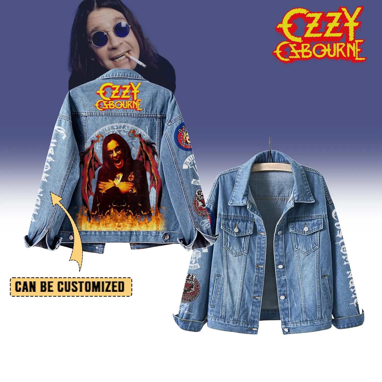 NEW PREMIUM BLACK SABBATH X OZZY OSBOURNE UNISEX DENIM JACKET