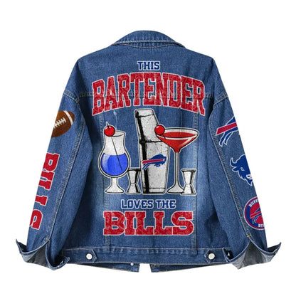 LIMITED EDITION - NEW PREMIUM NFL03 BFB BUFFALO BILLS DENIM JACKET