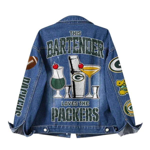 LIMITED EDITION - NEW PREMIUM NFL08 GBP GREEN BAY PACKERS DENIM JACKET