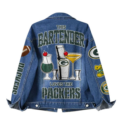 LIMITED EDITION - NEW PREMIUM NFL08 GBP GREEN BAY PACKERS DENIM JACKET
