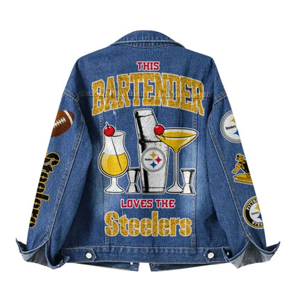 LIMITED EDITION - NEW PREMIUM NFL14 PSB PITTSBURGH STEELERS DENIM JACKET