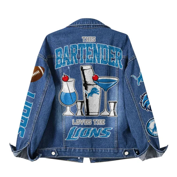 LIMITED EDITION - NEW PREMIUM NFL04 DTL DETROIT LIONS DENIM JACKET