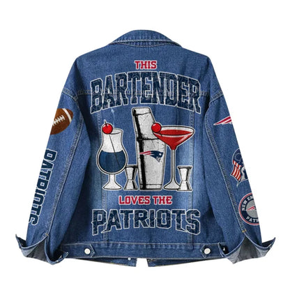LIMITED EDITION - NEW PREMIUM NFL27 NEP NEW ENGLAND PATRIOTS DENIM JACKET