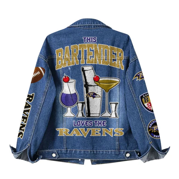 LIMITED EDITION - NEW PREMIUM NFL28 BTR BALTIMORE RAVENS DENIM JACKET