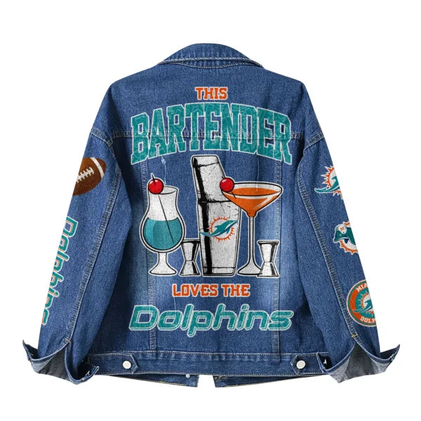 LIMITED EDITION - NEW PREMIUM NFL19 MDP MIAMI DOLPHINS DENIM JACKET