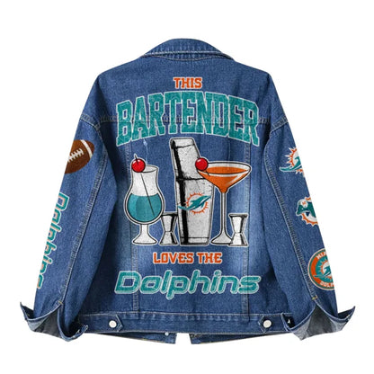 LIMITED EDITION - NEW PREMIUM NFL19 MDP MIAMI DOLPHINS DENIM JACKET