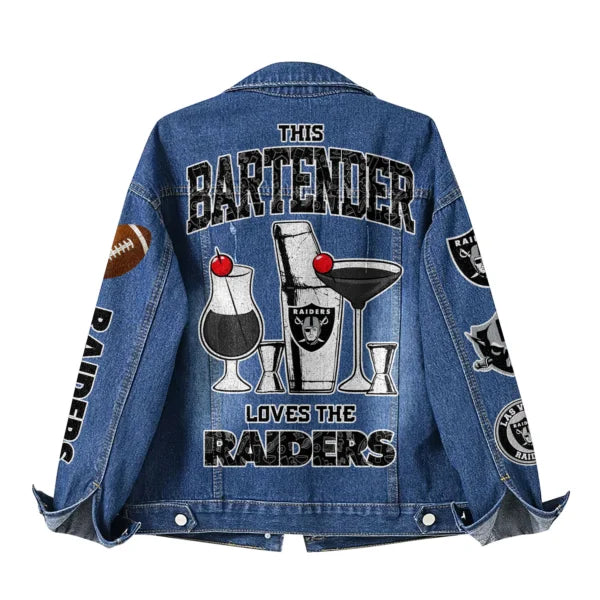 LIMITED EDITION - NEW PREMIUM NFL07 LVR LAS VEGAS RAIDERS DENIM JACKET