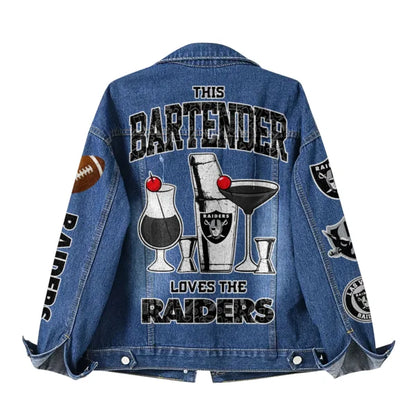 LIMITED EDITION - NEW PREMIUM NFL07 LVR LAS VEGAS RAIDERS DENIM JACKET