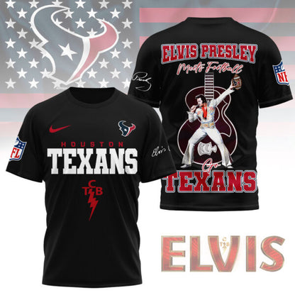 LIMITED EDITION - NEW CUSTOMIZED NFL15 HTT HOUSTON TEXANS X ELVIS PRESLEY FAN 3D SHIRT