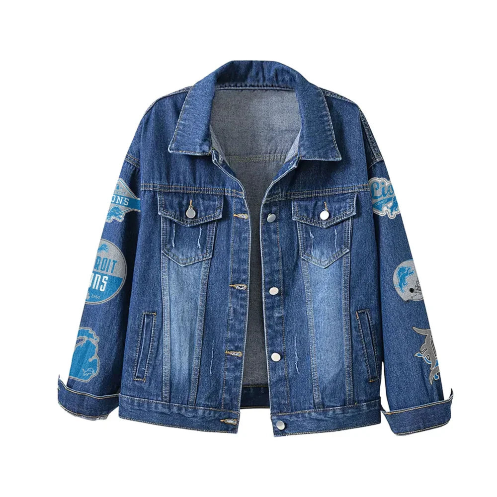 LIMITED EDITION - NEW PREMIUM NFL04 DTL DETROIT LIONS DENIM JACKET