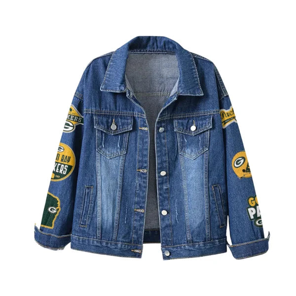LIMITED EDITION - NEW PREMIUM NFL08 GBP GREEN BAY PACKERS DENIM JACKET
