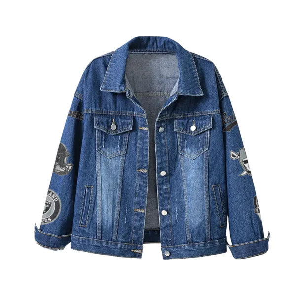 LIMITED EDITION - NEW PREMIUM NFL07 LVR LAS VEGAS RAIDERS DENIM JACKET