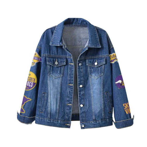 LIMITED EDITION - NEW PREMIUM NFL05 MVK MINNESOTA VIKINGS DENIM JACKET