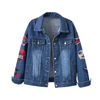 LIMITED EDITION - NEW PREMIUM NFL27 NEP NEW ENGLAND PATRIOTS DENIM JACKET
