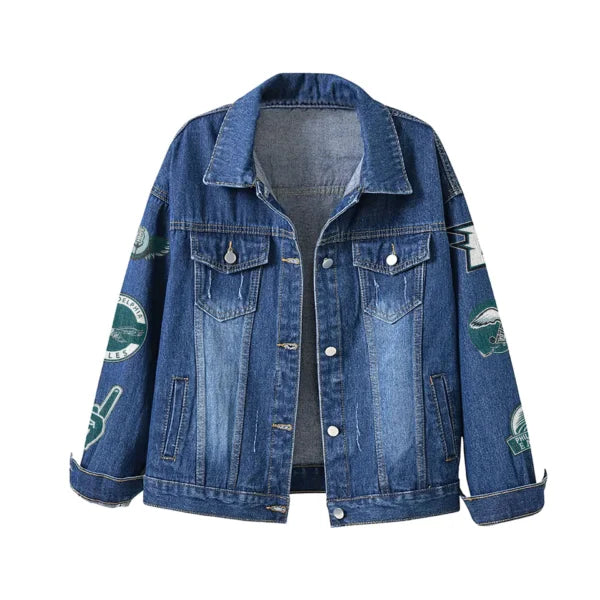 LIMITED EDITION - NEW PREMIUM NFL02 PPE PHILADELPHIA EAGLES DENIM JACKET