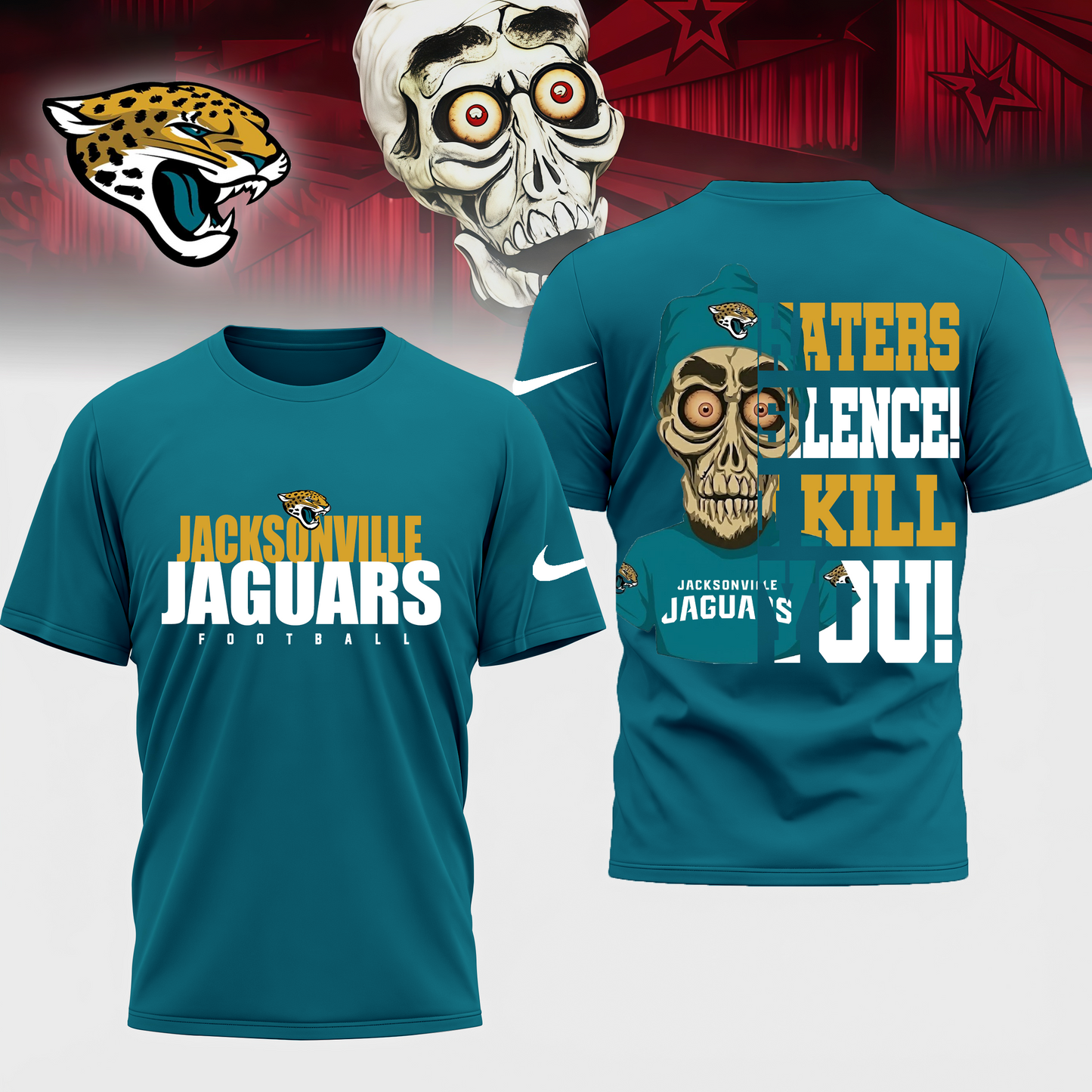 LIMITED EDITION - NEW CUSTOMIZED NFL30 JSJ JACKSONVILLE JAGUARS HATERS SILENCE I KILL YOU SHIRT