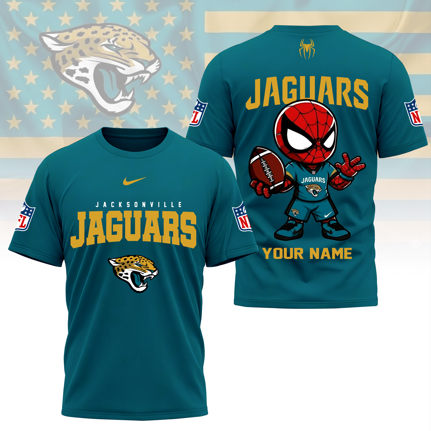 LIMITED EDITION - NEW CUSTOMIZED NFL30 JSJ JACKSONVILLE JAGUARS SPIDER HERO 3D SHIRT