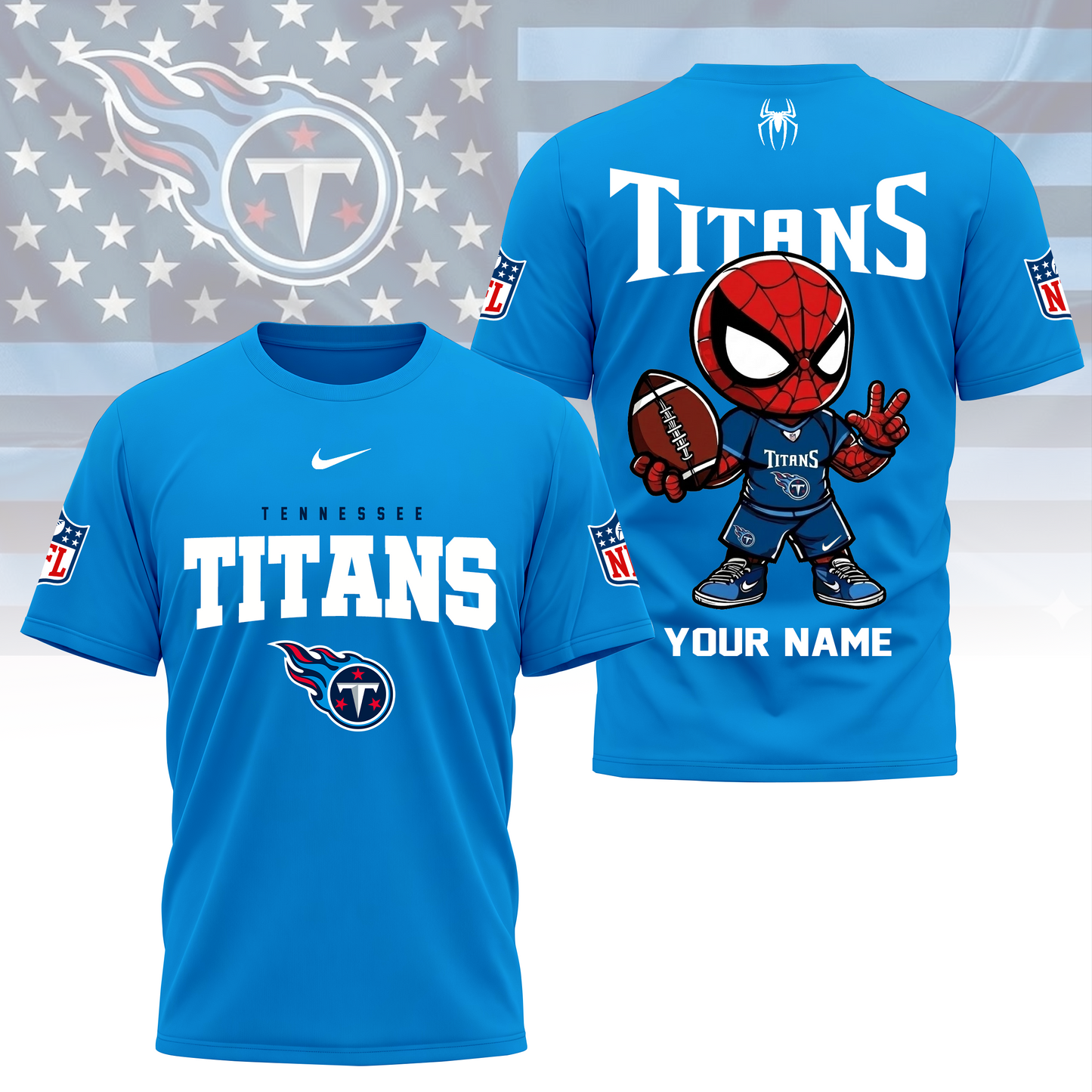 LIMITED EDITION - NEW CUSTOMIZED NFL31 TST TENNESSEE TITANS SPIDER HERO 3D SHIRT