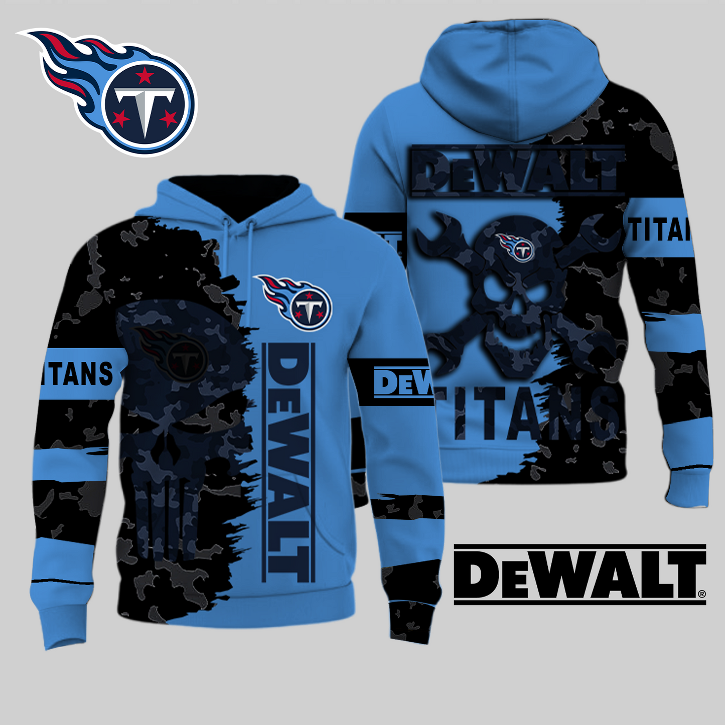LIMITED EDITION - NEW CUSTOMIZED NFL31 TST TENNESSEE TITANS DEWALT UNISEX T-SHIRT, POLO, HOODIE & JACKETS