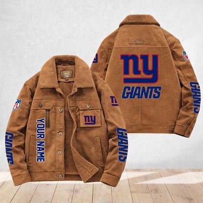 LIMITED EDITION - NEW CUSTOMIZED NFL32 NYG NEW YORK GIANTS FLEECE JACKET