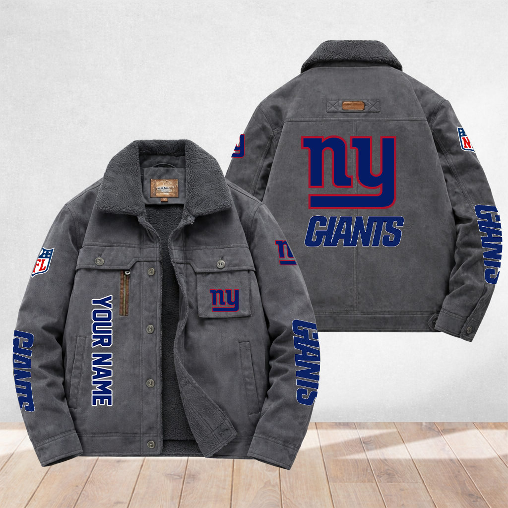 LIMITED EDITION - NEW CUSTOMIZED NFL32 NYG NEW YORK GIANTS FLEECE JACKET