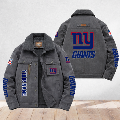 LIMITED EDITION - NEW CUSTOMIZED NFL32 NYG NEW YORK GIANTS FLEECE JACKET