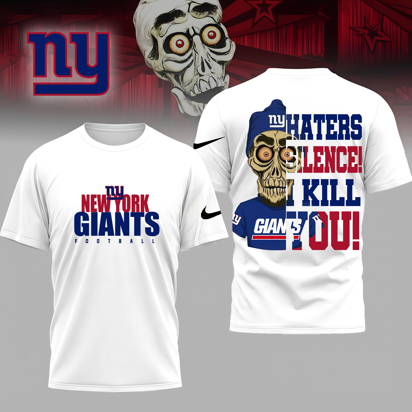 LIMITED EDITION - NEW CUSTOMIZED NFL32 NYG NEW YORK GIANTS HATERS SILENCE I KILL YOU SHIRT