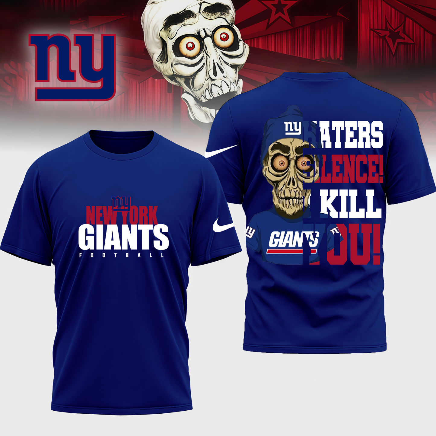 LIMITED EDITION - NEW CUSTOMIZED NFL32 NYG NEW YORK GIANTS HATERS SILENCE I KILL YOU SHIRT