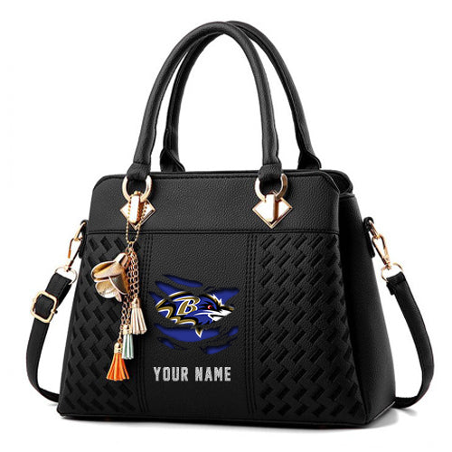 LIMITED EDITION - NEW CUSTOMIZED NFL28 BTR BALTIMORE RAVENS HANDBAG IN MULTIPLE COLORS