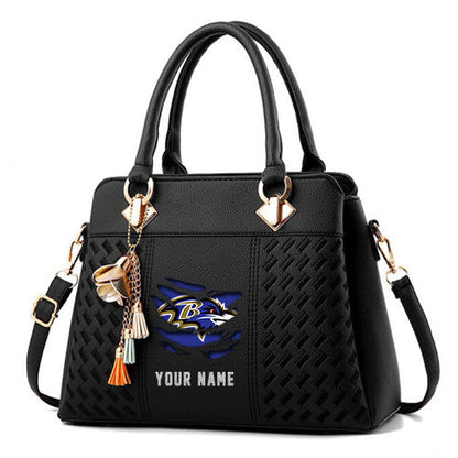 LIMITED EDITION - NEW CUSTOMIZED NFL28 BTR BALTIMORE RAVENS HANDBAG IN MULTIPLE COLORS