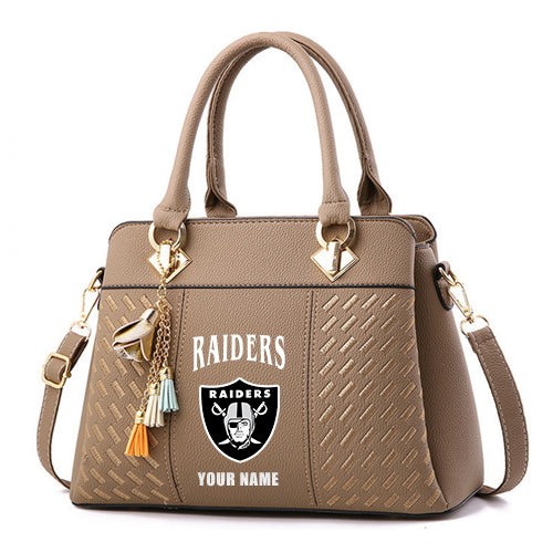 LIMITED EDITION - NEW CUSTOMIZED NFL07 LVR LAS VEGAS RAIDERS HANDBAG IN MULTIPLE COLORS