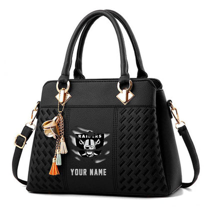 LIMITED EDITION - NEW CUSTOMIZED NFL07 LVR LAS VEGAS RAIDERS HANDBAG IN MULTIPLE COLORS