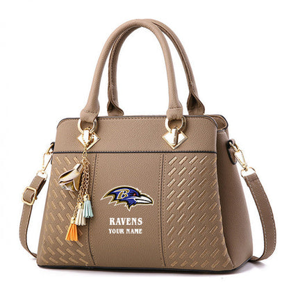 LIMITED EDITION - NEW CUSTOMIZED NFL28 BTR BALTIMORE RAVENS HANDBAG IN MULTIPLE COLORS