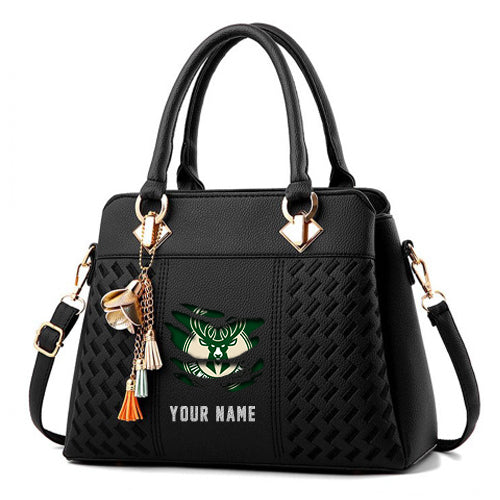 LIMITED EDITION - NEW CUSTOMIZED NBA11 MB MILWAUKEE BUCKS WOMEN'S HANDBAGS MULTICOLOR