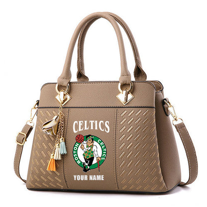 LIMITED EDITION - NEW CUSTOMIZED NBA03 BC BOSTON CELTICS WOMEN'S HANDBAGS MULTICOLOR