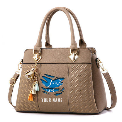 LIMITED EDITION - NEW CUSTOMIZED NFL04 DTL DETROIT LIONS HANDBAG IN MULTIPLE COLORS