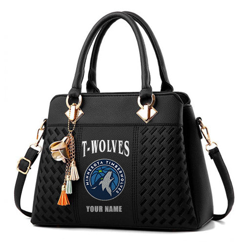 LIMITED EDITION - NEW CUSTOMIZED NBA05 MT MINNESOTA TIMBERWOLVES WOMEN'S HANDBAGS MULTICOLOR