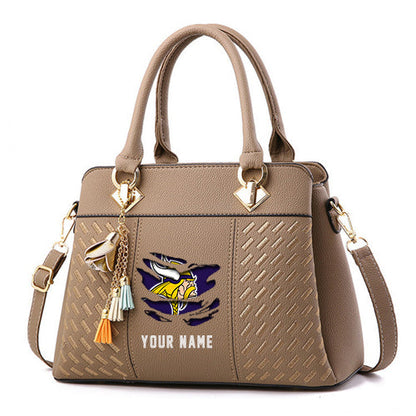 LIMITED EDITION - NEW CUSTOMIZED NFL05 MVK MINNESOTA VIKINGS HANDBAG IN MULTIPLE COLORS